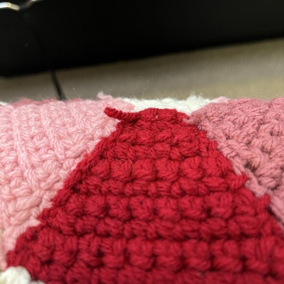 Vintage Handmade Crochet Hexagon Blanket Pink White Granny Geometric Valentines - Picture 5 of 7